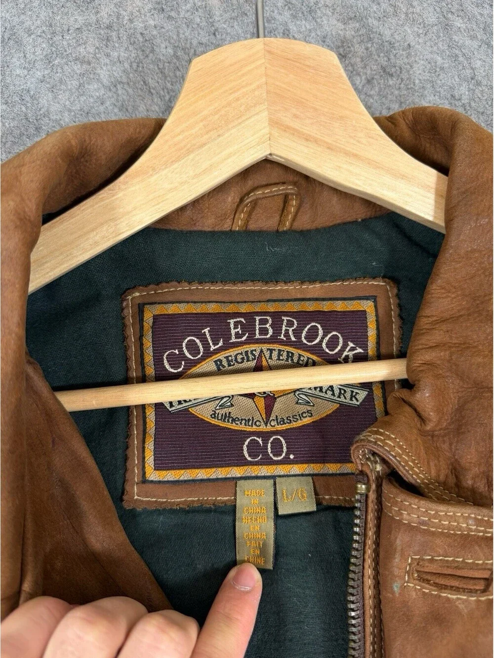 Vintage Colebrook & Co Brown Distressed Suede Jacket Men's Large